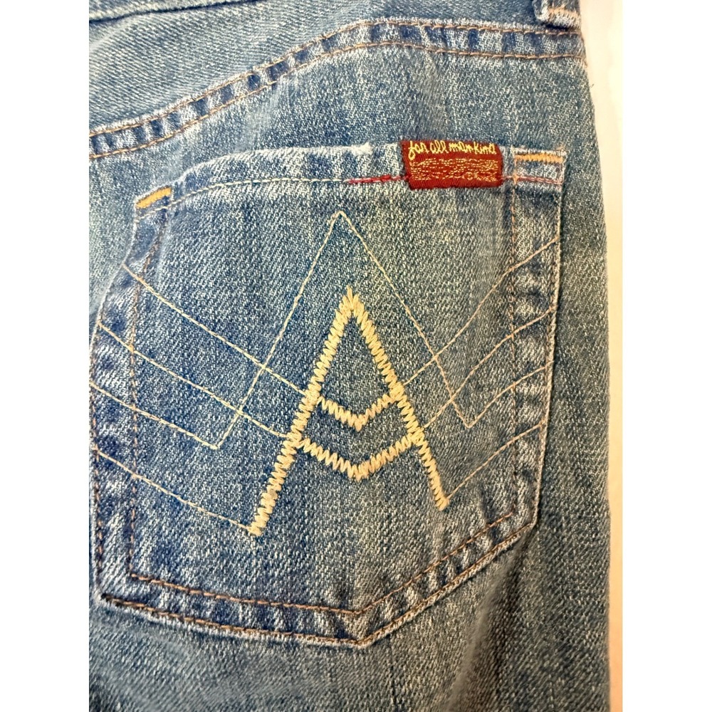 7 For All Mankind A Pocket Flare Jeans Medium Wash Low Rise Size 25 Made in USA - Picture 5 of 5
